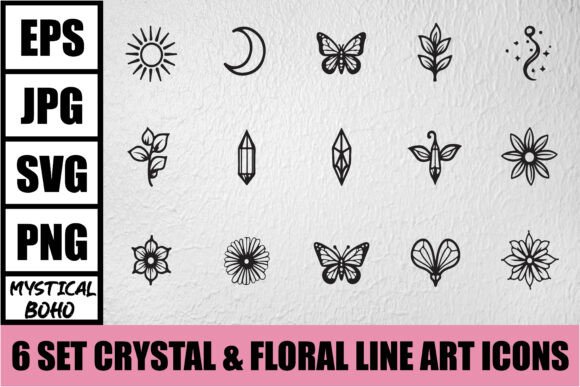 Download Mystical Boho Crystal Line Art Bundle - Premium Bundle
