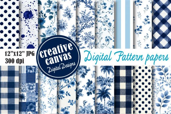 Download Blue Floral Seamless Pattern Bundle - Premium Resources